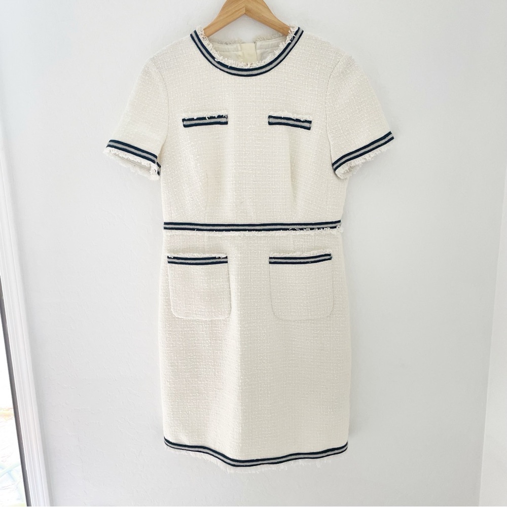 LK Bennet ivory tweed midi dress size 10